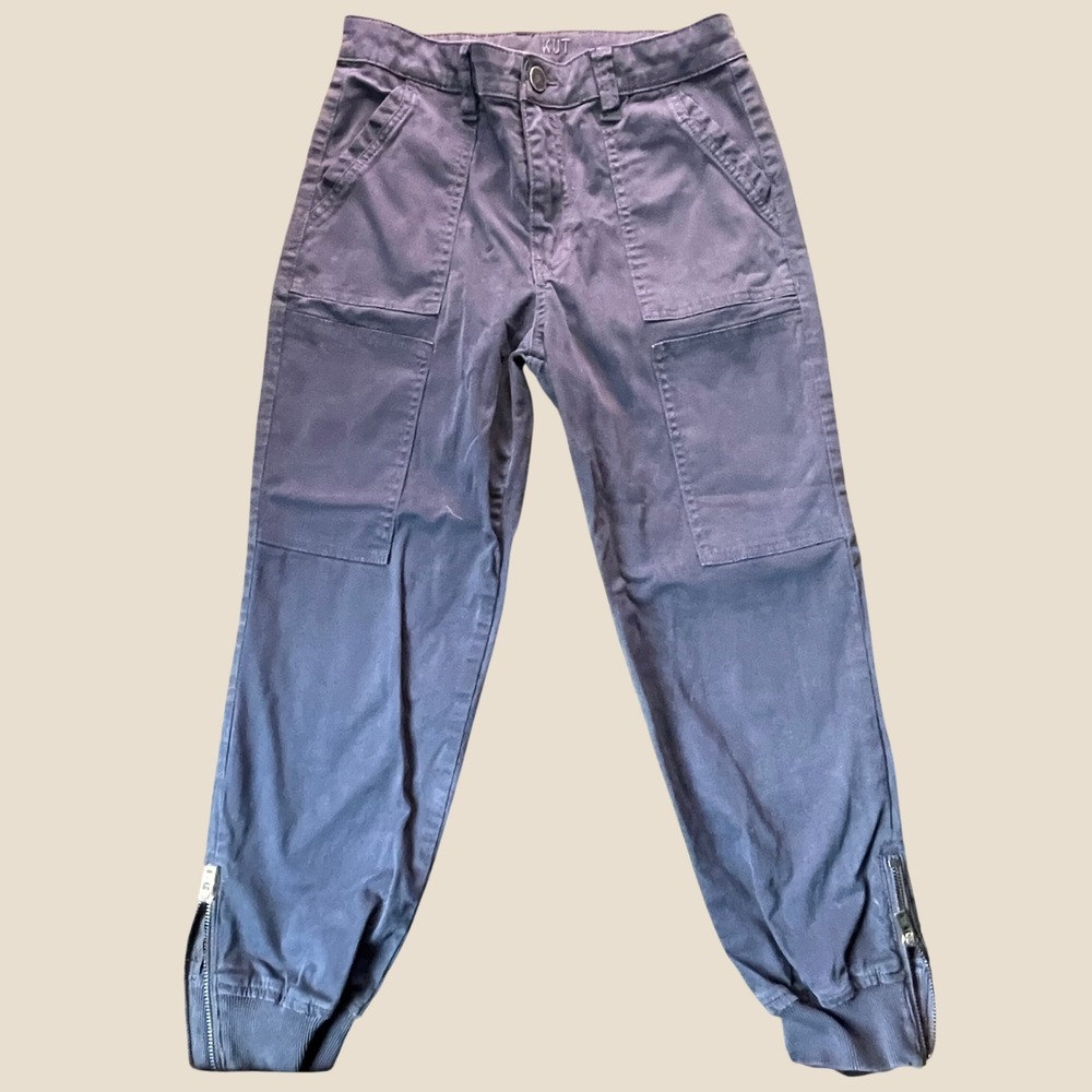 KUT from the Kloth Jogger Women 4 Navy Blue Utility Cargo Gorpcore Zipper Cuff
